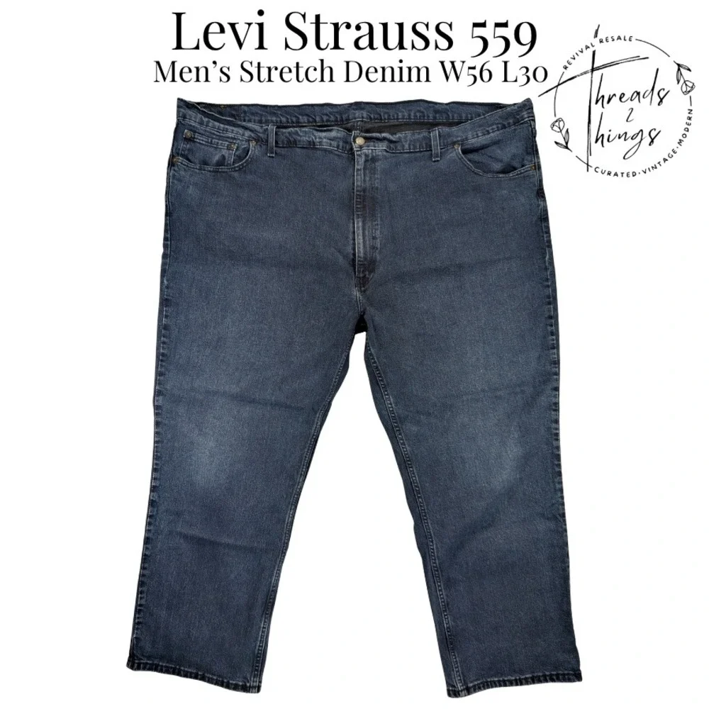 Levi's 559 Jeans Men W56 L30 Blue Denim BIG Stretch Relaxed Classic Straight EUC